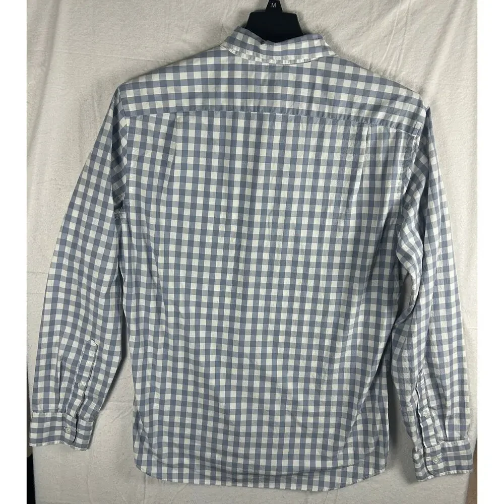 J Crew Mercantile Flex Button Down Shirt Men's Large Slim Fit Blue Gingham Check - Picture 9 of 13
